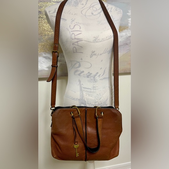 FOSSIL Lane Crossbody Satchel, ZB7471 Large Cognac Brown Color - Picture 2 of 15